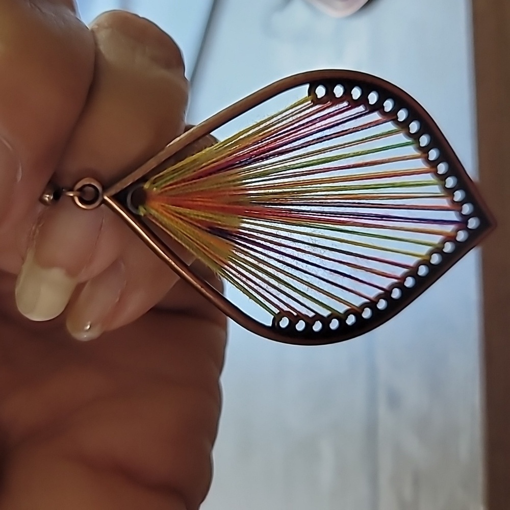 Multi Color Thread Earrings - Picture 2 of 6